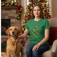 Load image into Gallery viewer, Dog Paws Christmas Tree Graphic T-Shirt – Heavyweight Cotton Tee for Pet Lovers
