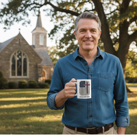 Load image into Gallery viewer, Faith Without Fear Ceramic Mug – Glossy White 11oz with Colored Trim
