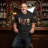 Load image into Gallery viewer, Festive T-Shirt Featuring Four Different Christmas Drinks – Classic Cotton Fit
